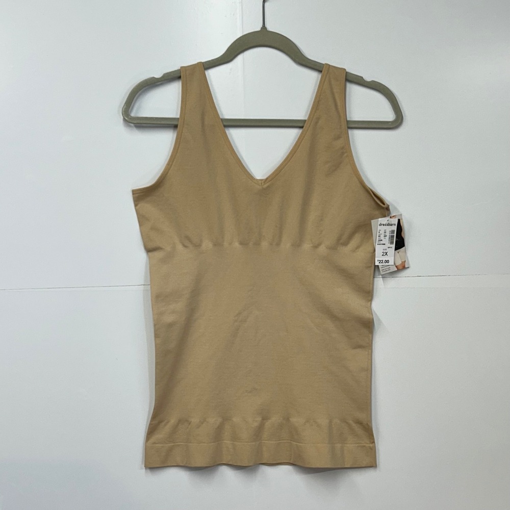 Dressbarn Secret Agent Reversible Shaping Tank Nude Tan 2X 7472-61 New